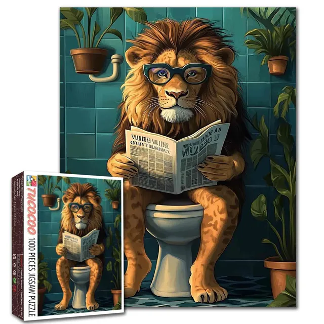tucocoo-reading-lion-in-bathroom-puzzle-1000-teile-l-we image 1