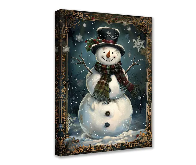 tucocoo-vintage-snowman-with-top-hat-leinwandbild-30x40cm image 1