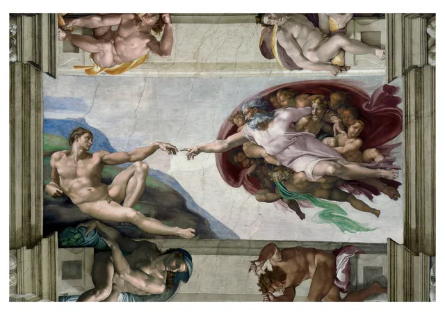 pomegranate-michelangelo-erschaffung-adams-postkarte image 1
