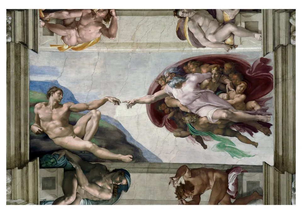 pomegranate-michelangelo-erschaffung-adams-postkarte image 1