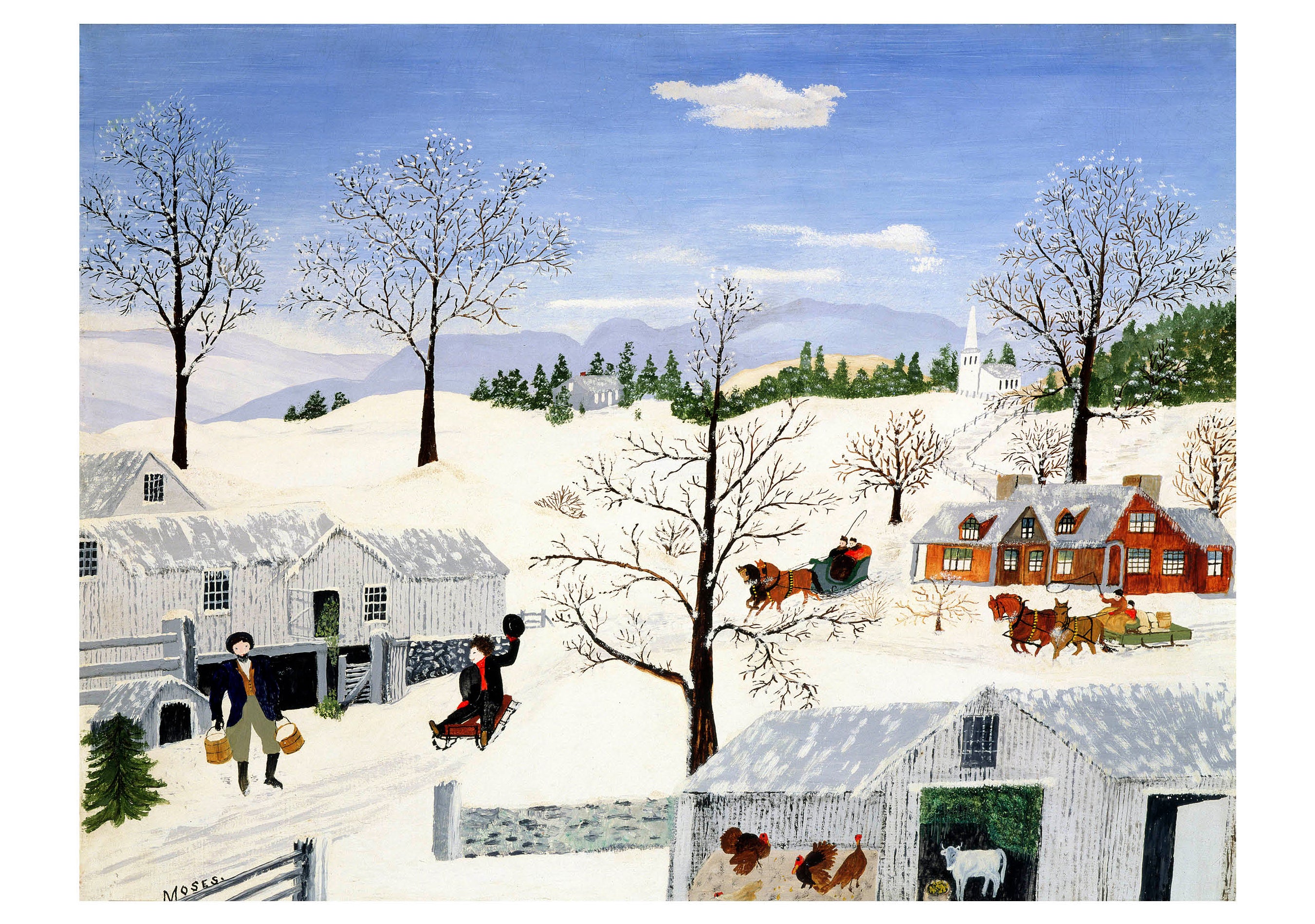 pomegranate-holiday-cards-grandma-moses-kartenset-weihnachten image 2