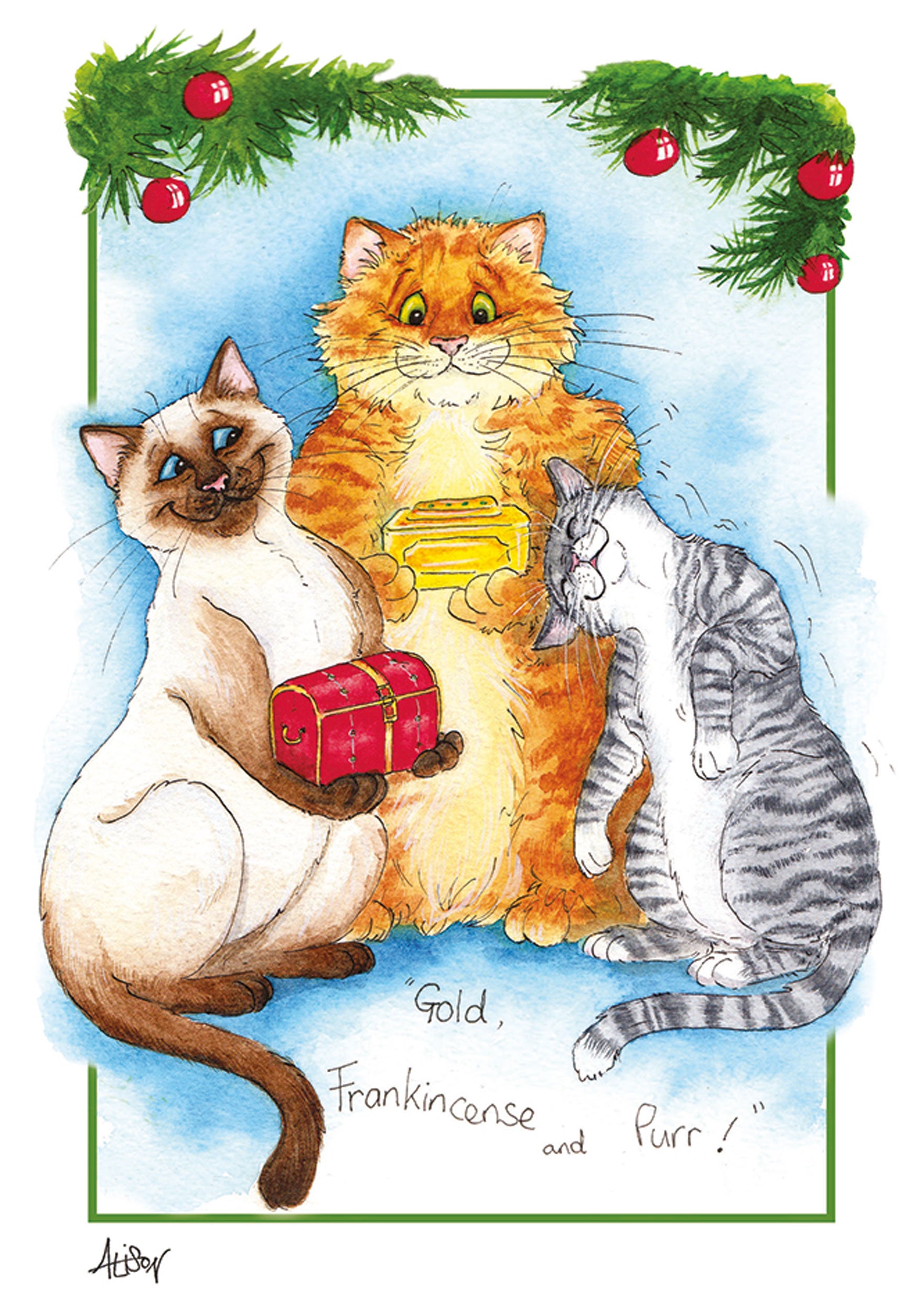 otter-house-gold-frankincense-and-purr-weihnachtskarte-katze image 1