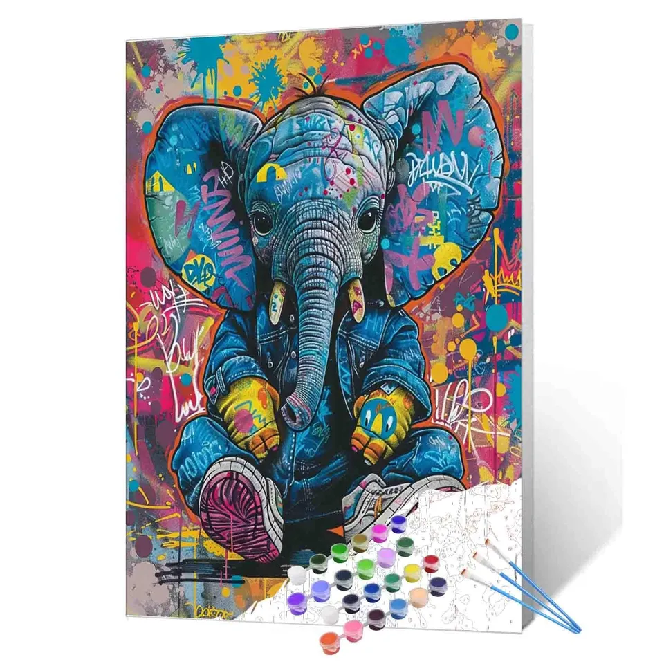tucocoo-graffiti-cool-elephant-malen-nach-zahlen-40x50-cm image 1