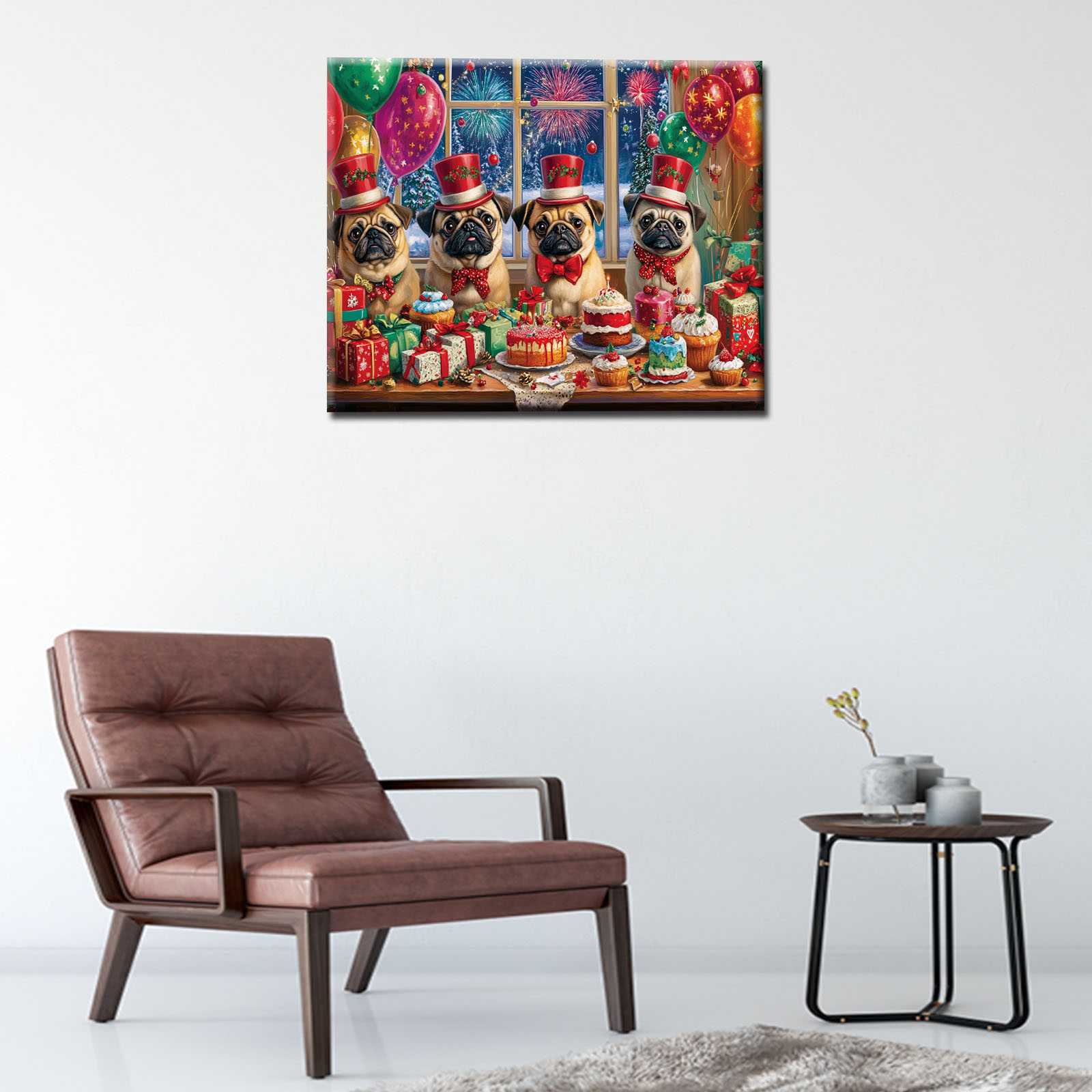 tucocoo-canvas-wall-art-pug-party-leinwandbild-30x40cm image 2