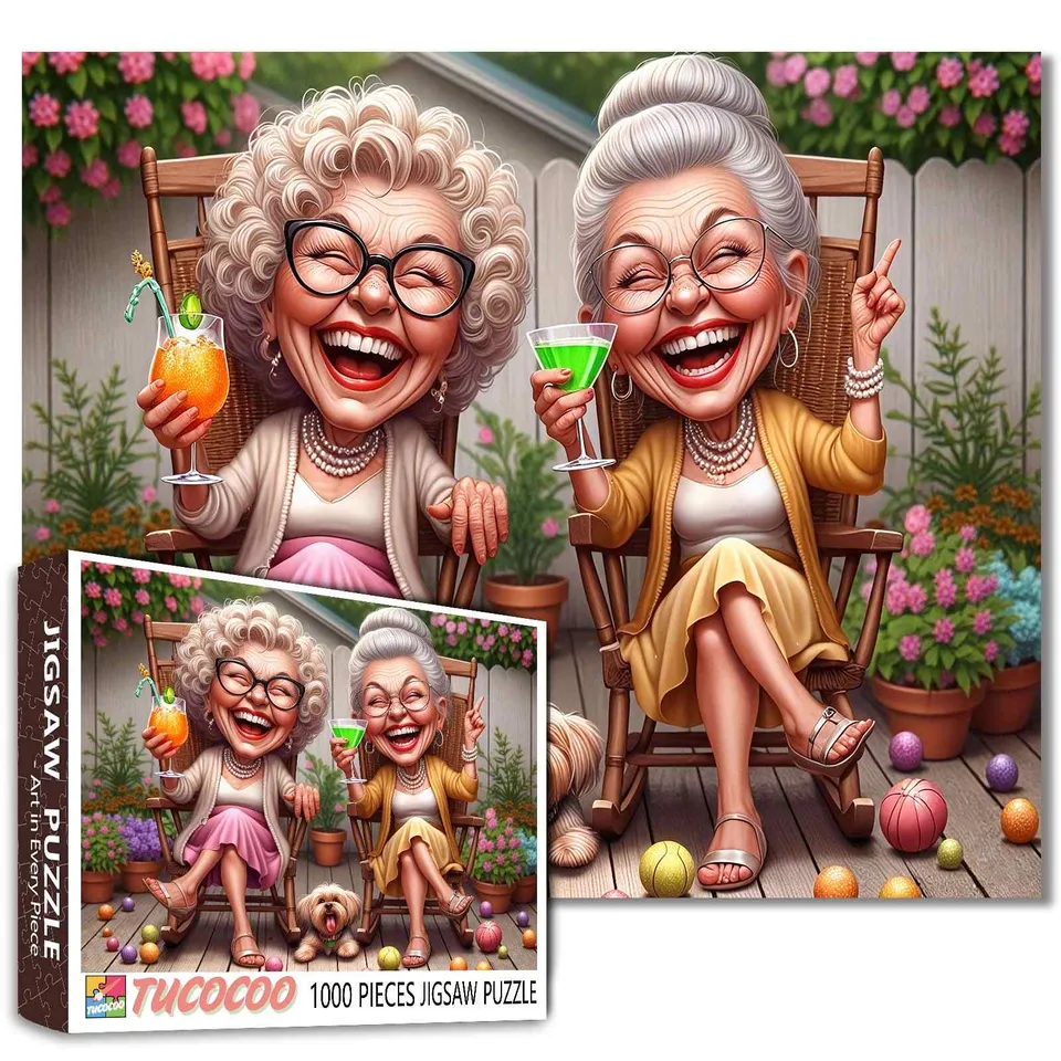 tucocoo-laughing-grandmas-garden-party-puzzle-1000-teile-senioren image 1