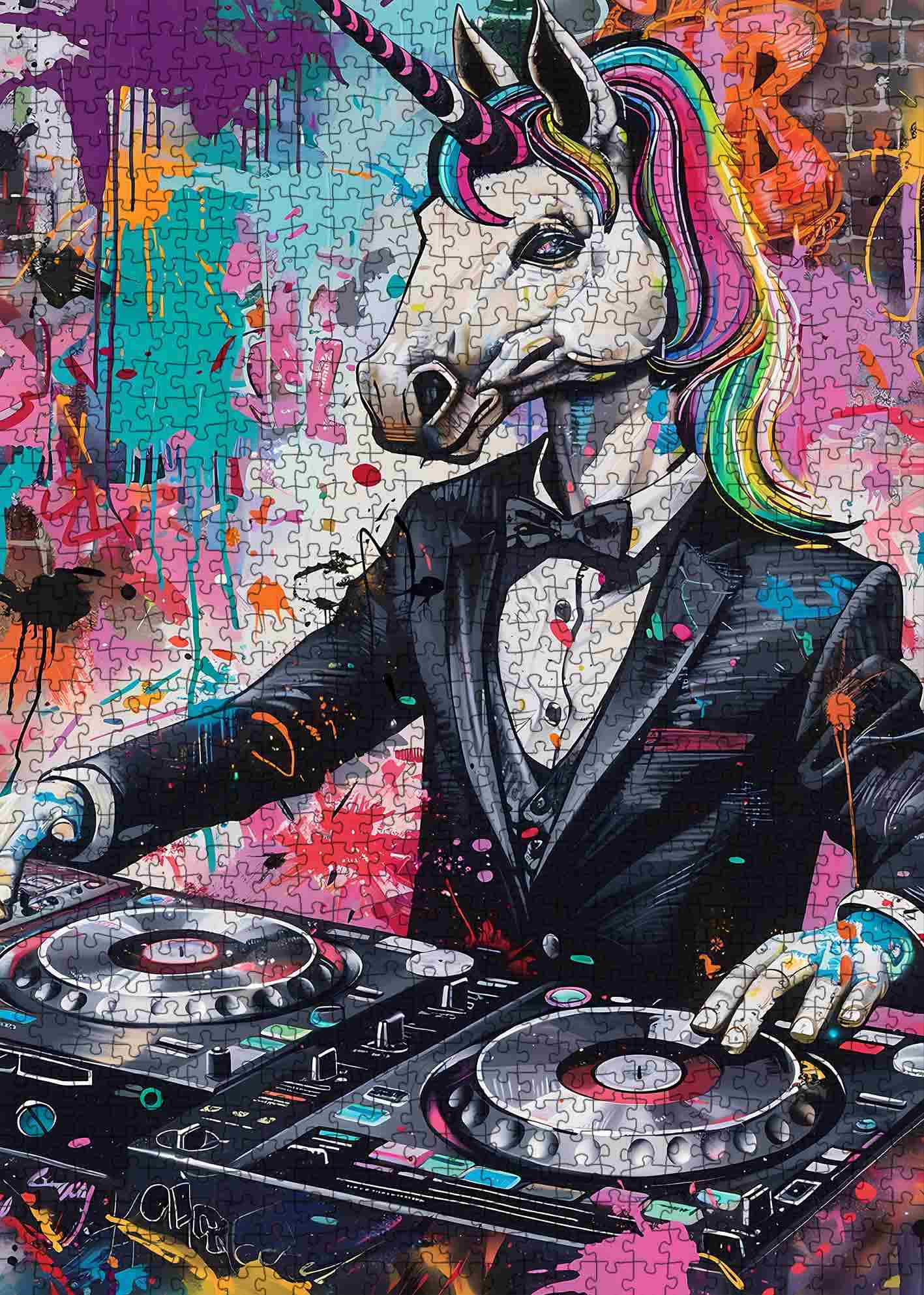 tucocoo-jigsaw-dj-unicorn-graffiti-puzzle-1000-teile-neon image 2