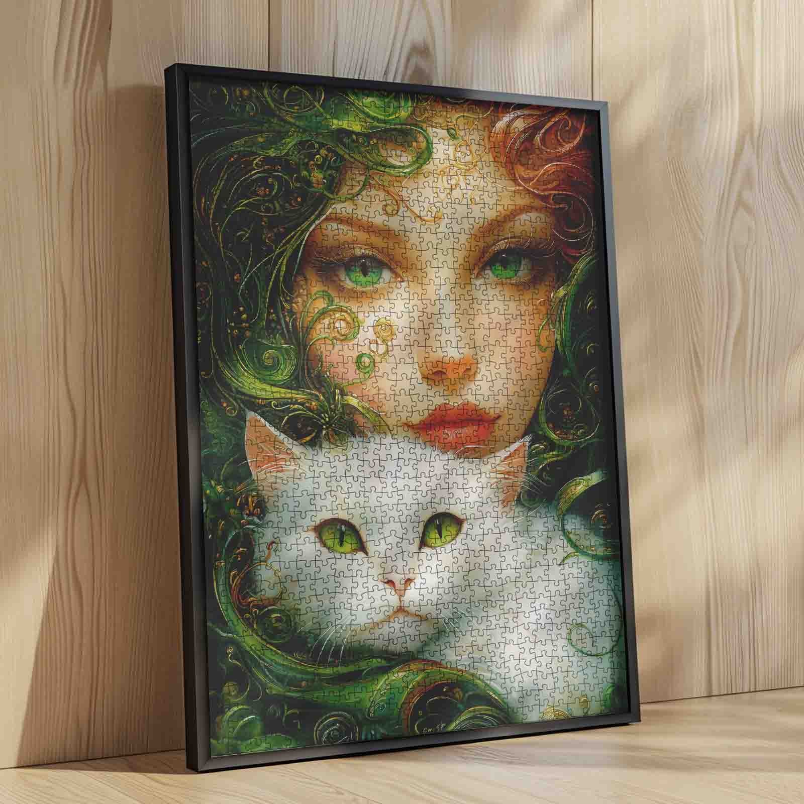 tucocoo-emerald-muse-with-white-cat-puzzle-1000-teile image 4