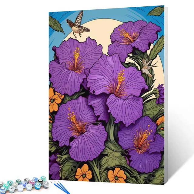 tucocoo-paint-by-numbers-purple-hibiscus-malen-nach-zahlen-16x20 image 1
