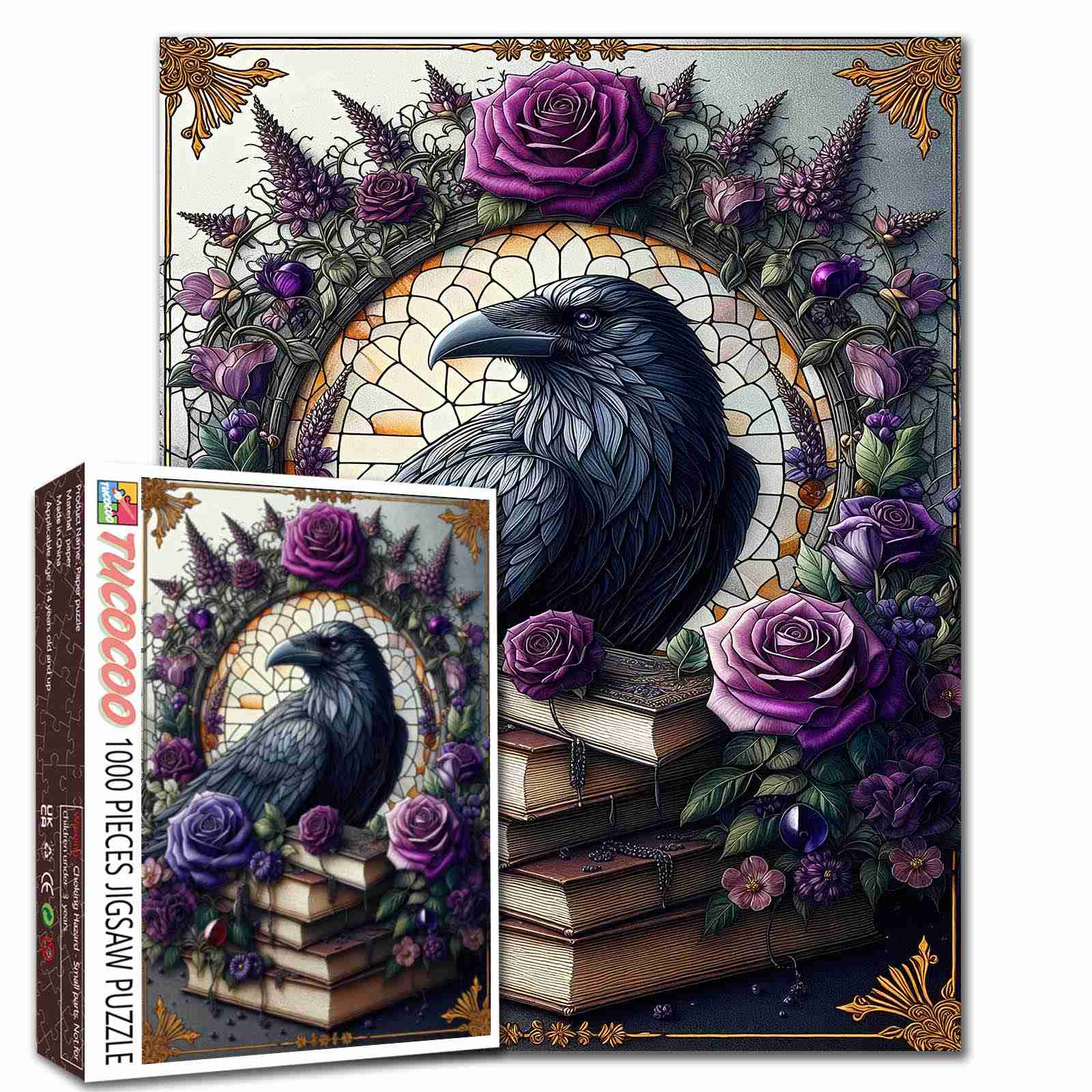 tucocoo-jigsaw-puzzles-raven-and-roses-puzzle-1000-teile-rabe image 1