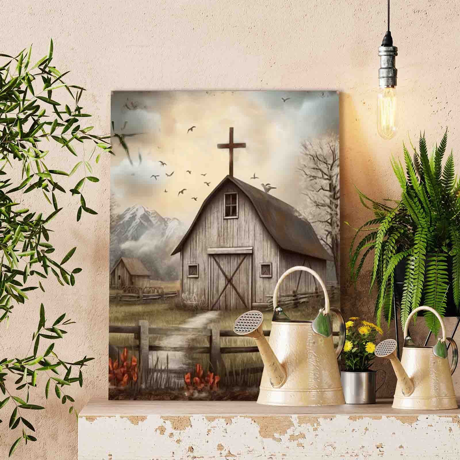 tucocoo-rustic-barn-with-cross-malen-nach-zahlen-40x50-ohne-rahmen image 2