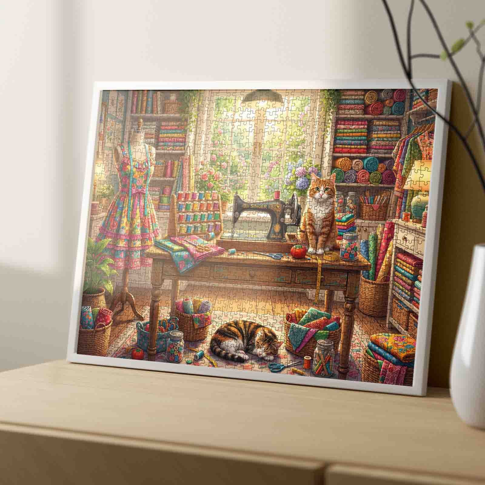 tucocoo-jigsaw-puzzles-cozy-sewing-studio-cats-puzzle-1000-teile image 4