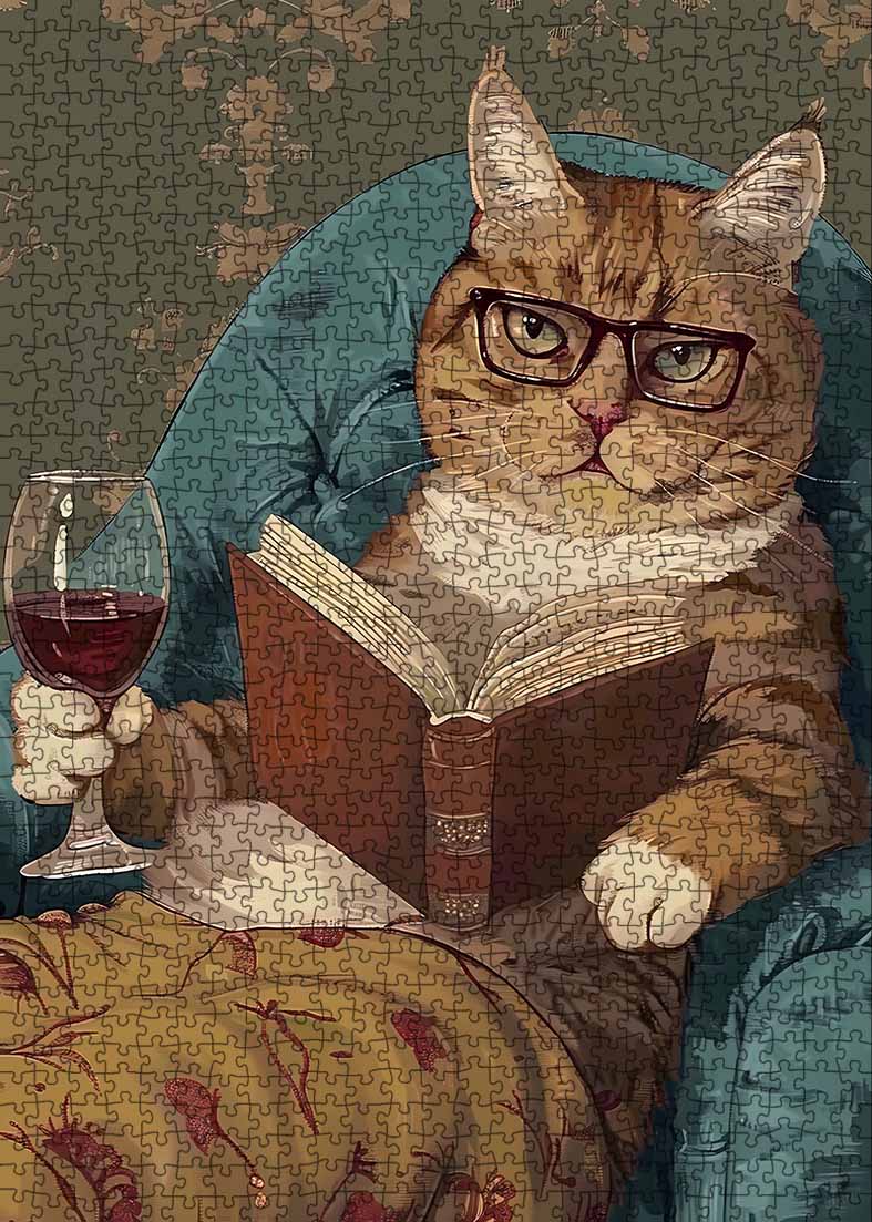 tucocoo-jigsaw-puzzles-cat-reading-with-wine-puzzle-1000-teile image 2
