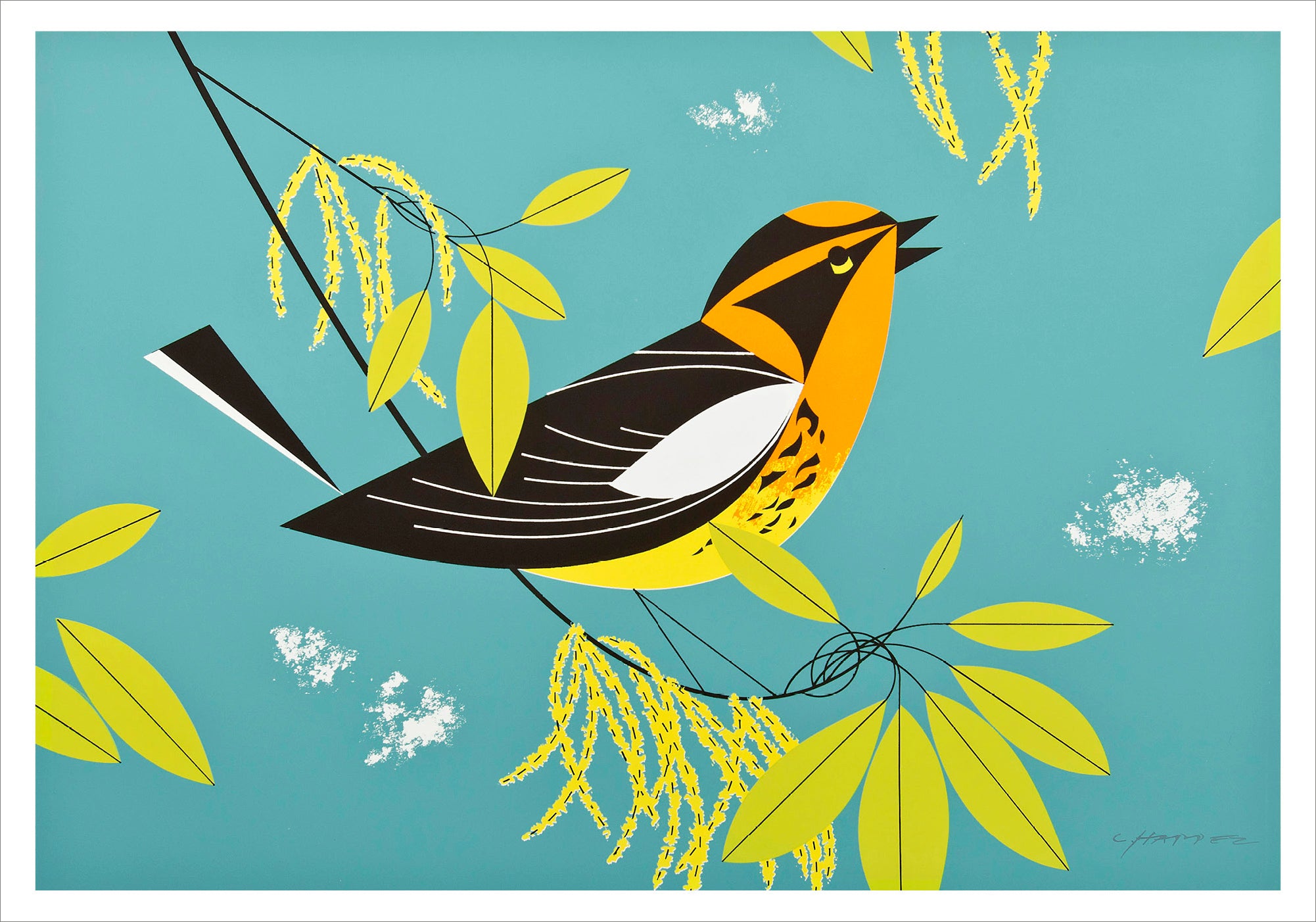 pomegranate-charley-harper-blackburnian-warbler-kartenset-box image 2