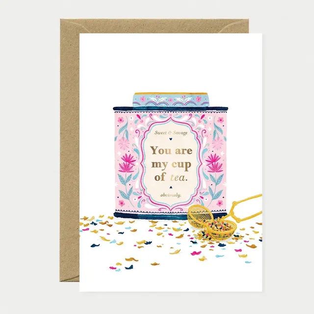 all-the-ways-to-say-cup-of-tea-karte-a6-goldfolie-freundschaft image 1