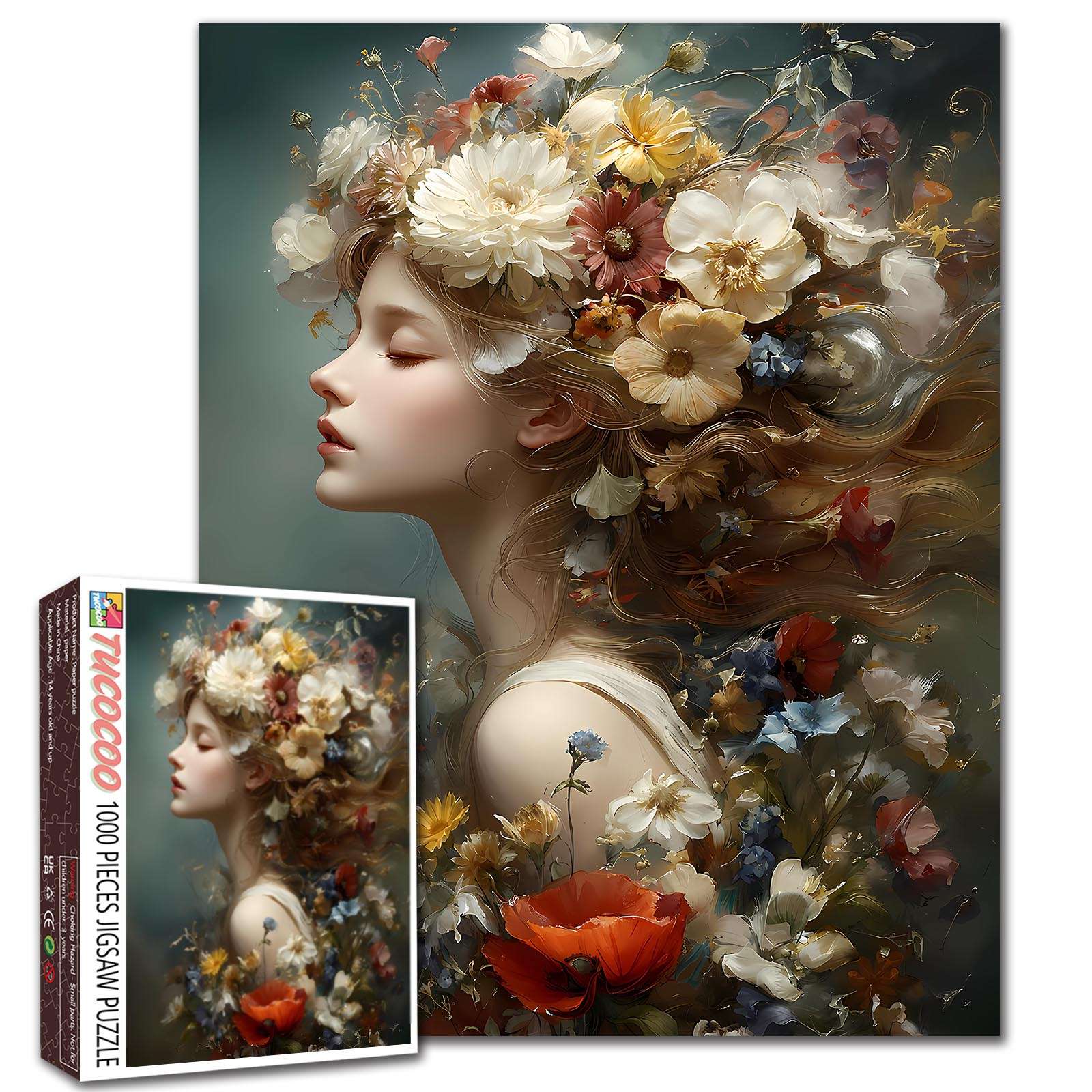tucocoo-floral-muse-portrait-fantasy-puzzle-1000-teile-blumen image 1