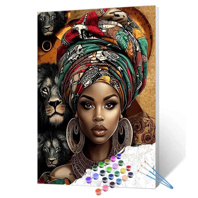 tucocoo-lion-spirit-tribal-queen-malen-nach-zahlen-40x50 image 1
