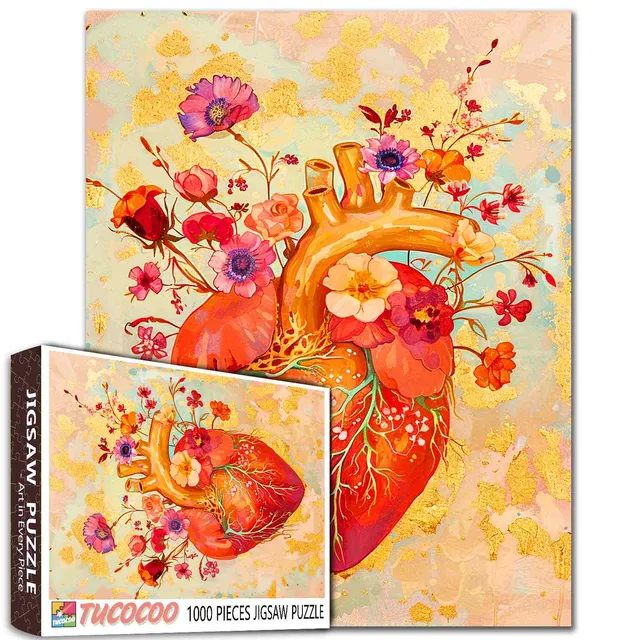 tucocoo-jigsaw-blooming-heart-puzzle-1000-teile-herz-blumen image 1