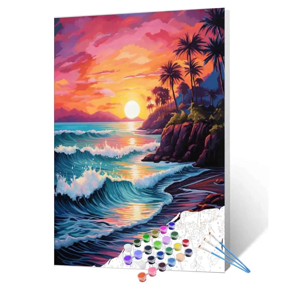 tucocoo-paint-by-numbers-tropical-sunset-waves-40x50 image 1