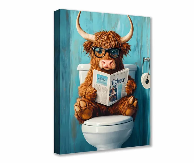 tucocoo-highland-cow-reading-leinwandbild-30x40cm-ungerahmt image 1