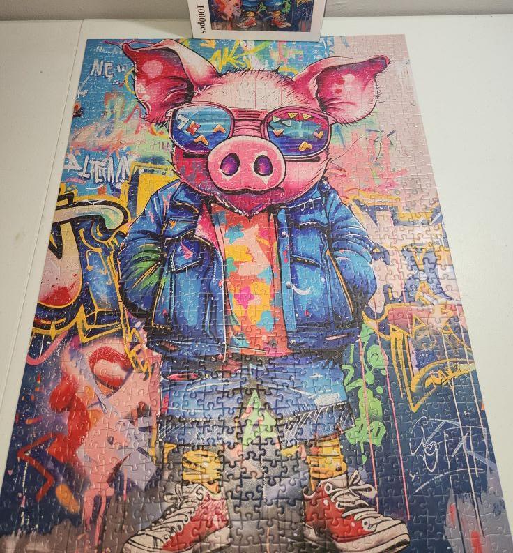 Schwein mit Brille