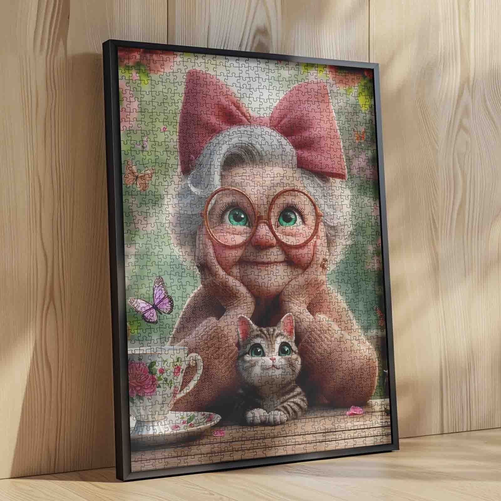 tucocoo-grandma-with-pink-bow-and-kitten-puzzle-1000-teile image 4