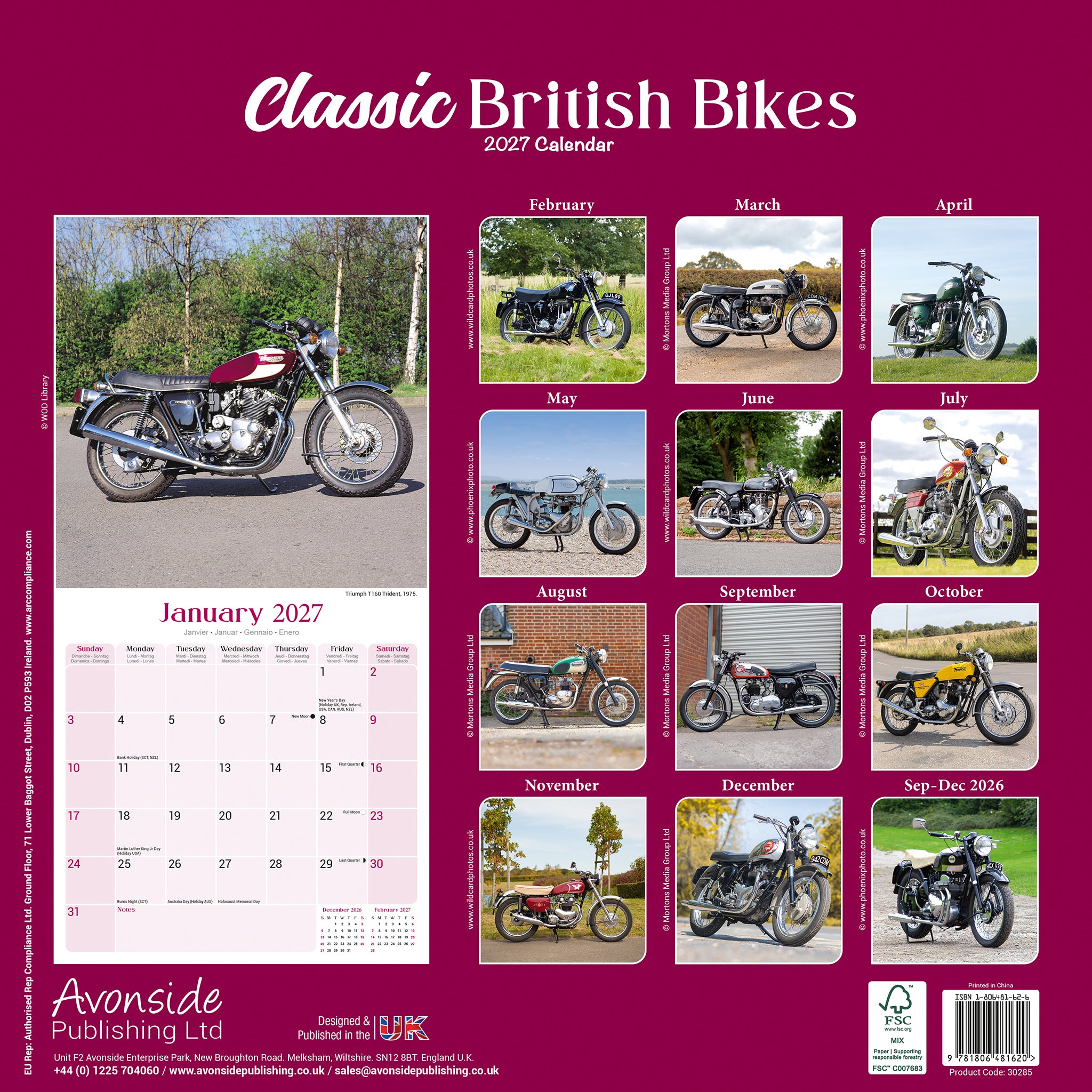 otter-house-calendars-classic-british-bikes-wandkalender-2027 image 2