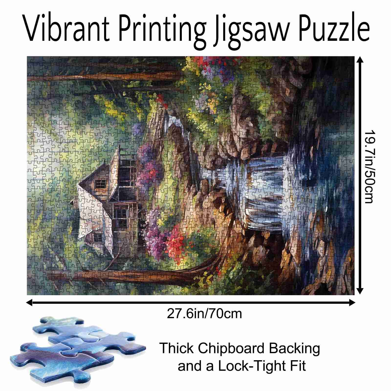 tucocoo-forest-waterfall-rustic-wood-cabin-puzzle-1000-teile-landschaft image 5