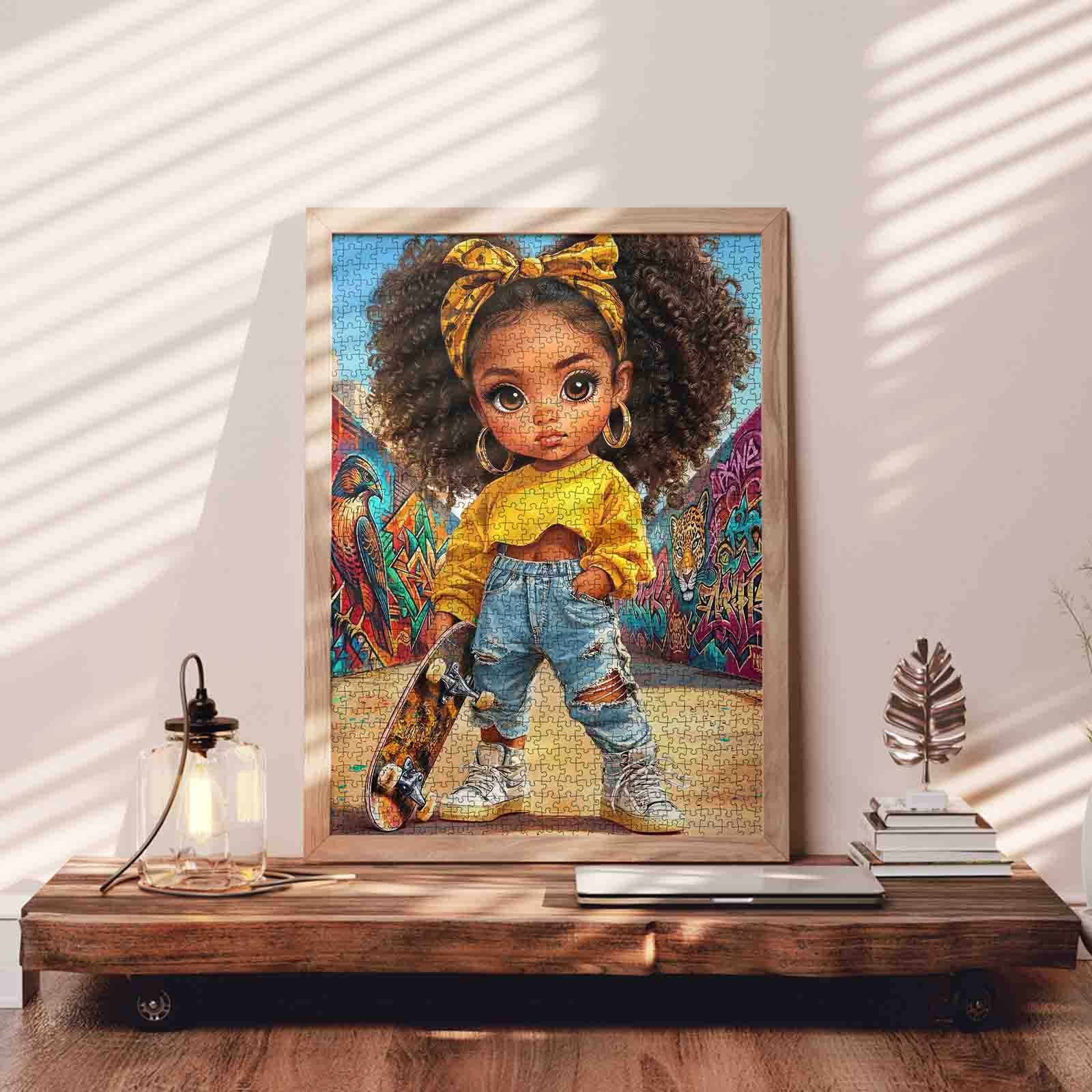 tucocoo-cute-afro-girl-skateboard-puzzle-1000-teile-street-art image 3