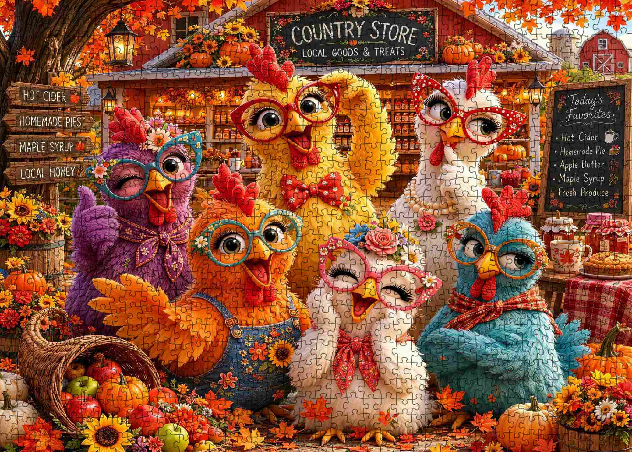 tucocoo-funny-autumn-country-chickens-puzzle-1000-teile image 2