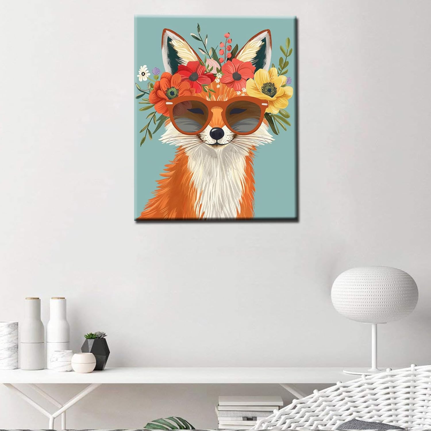 tucocoo-fox-sunglass-flowers-malen-nach-zahlen-40x50-fuchs image 2