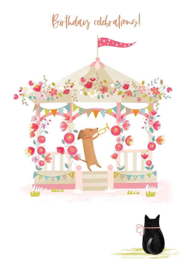 otter-house-olive-wilma-bandstand-grusskarte-hund-katze image 1