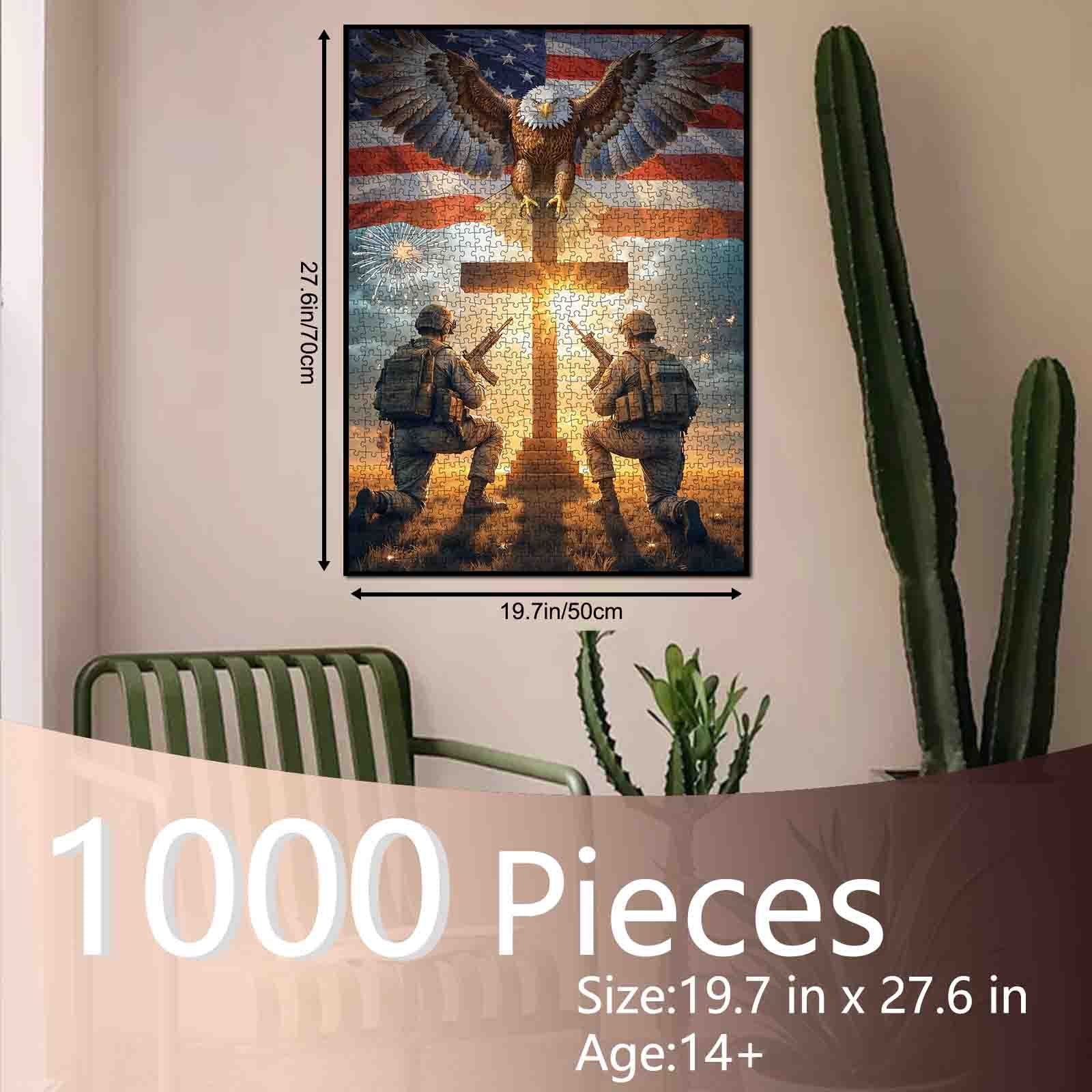 tucocoo-jigsaw-patriotic-soldiers-prayer-eagle-cross-flag-puzzle-1000-teile image 5