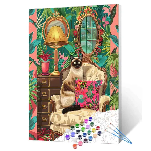 tucocoo-paint-by-numbers-tropical-siamese-cat-malset-ohne-rahmen image 1