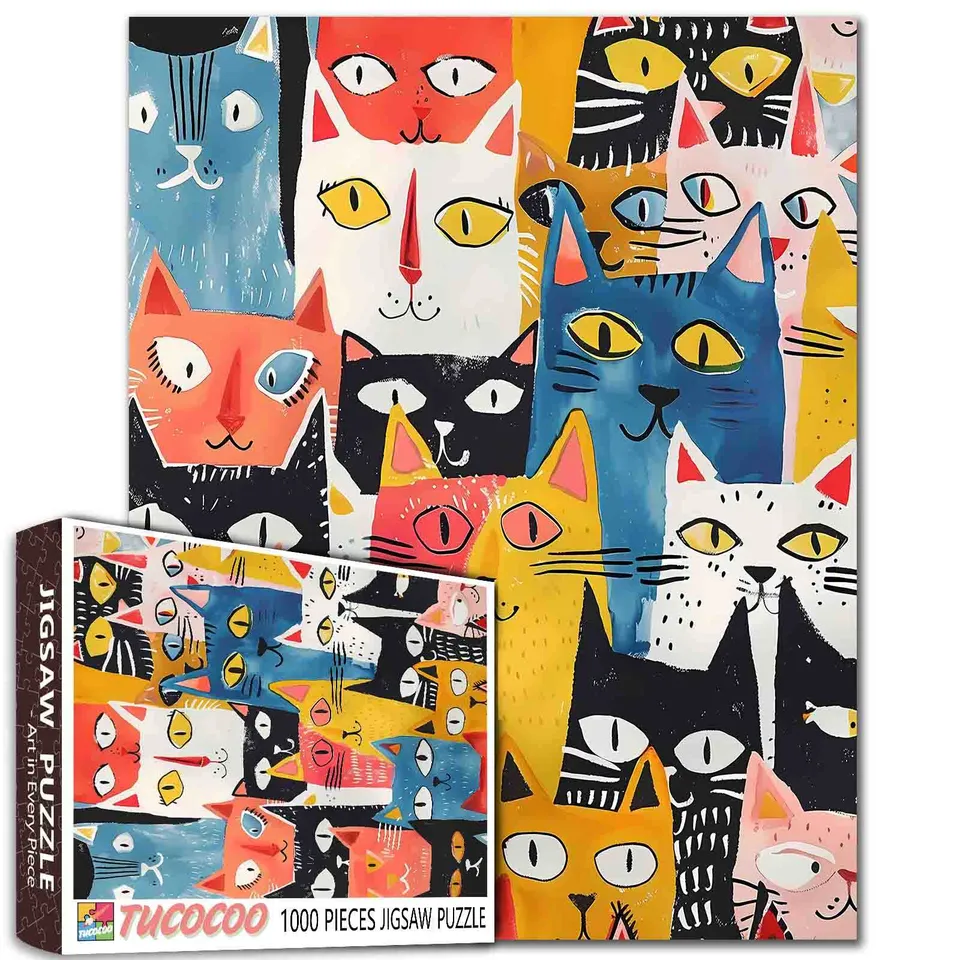tucocoo-colorful-cats-puzzle-1000-teile-bunte-katzen image 1