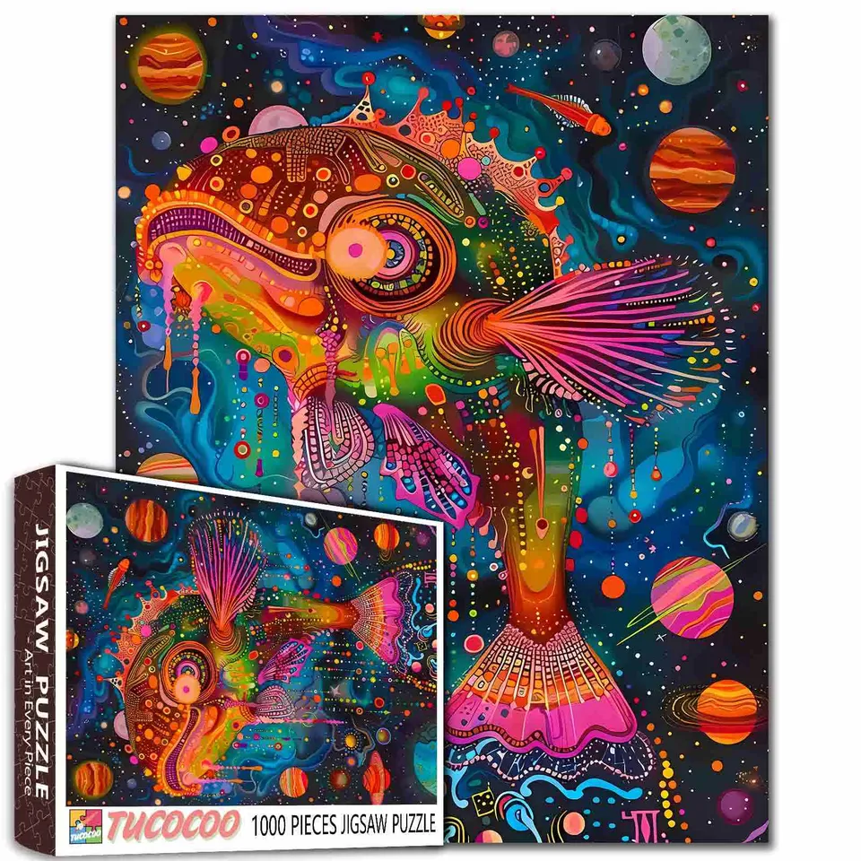 tucocoo-jigsaw-cosmic-fish-puzzle-1000-teile-neon-fisch-motiv image 1