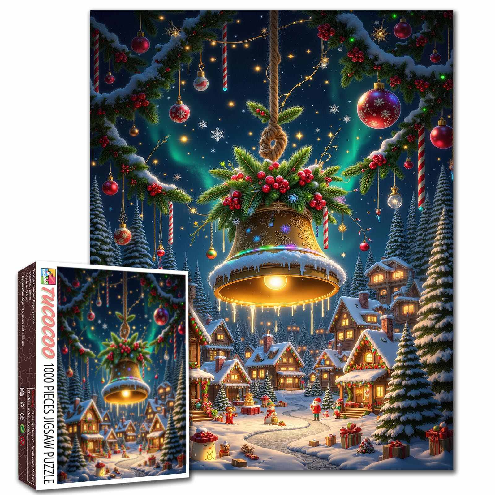 tucocoo-golden-christmas-bell-puzzle-1000-teile-weihnachten image 1