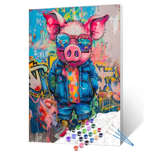 tucocoo-cooles-graffiti-schwein-malen-nach-zahlen-40x50-tiere image 1