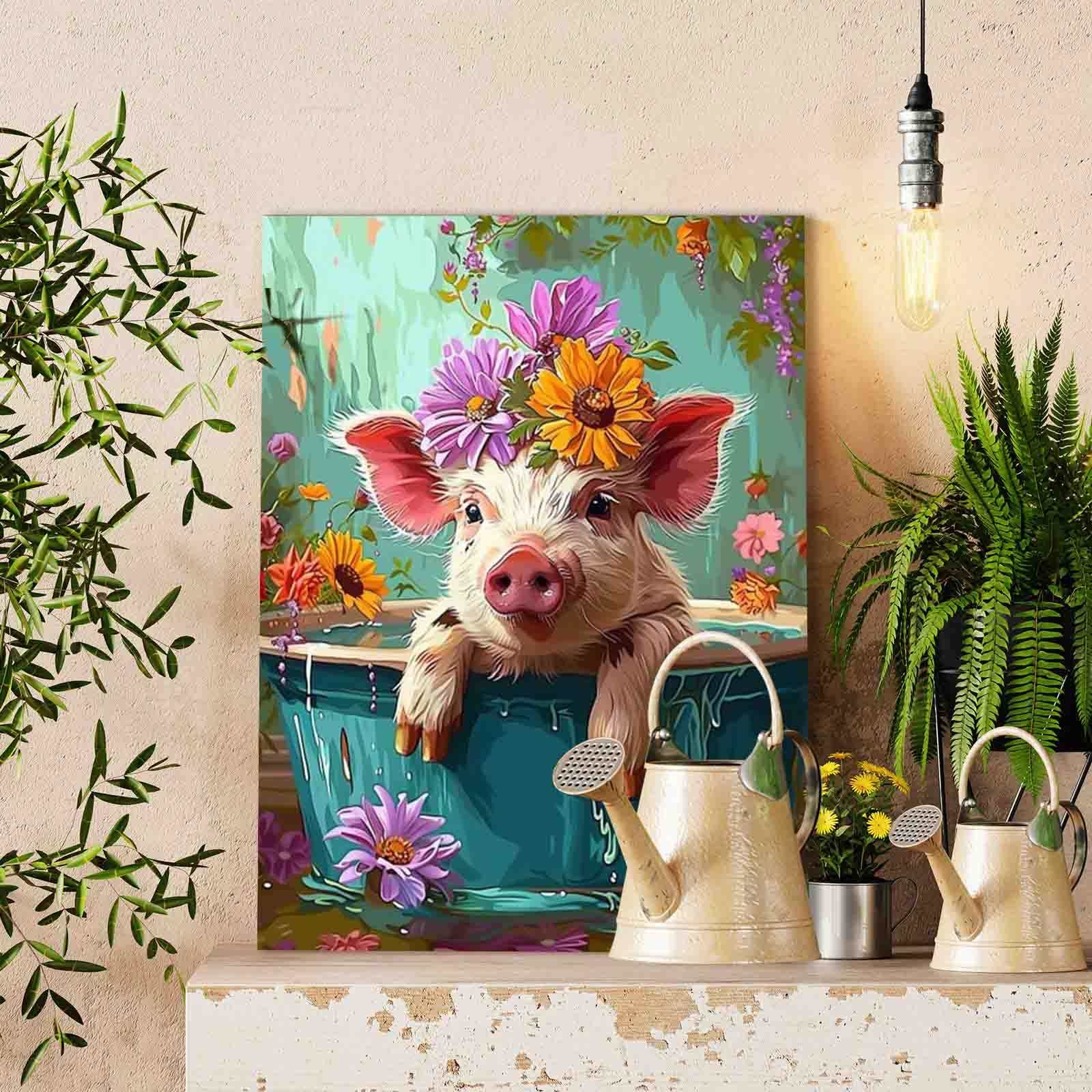 tucocoo-flower-crown-piglet-malen-nach-zahlen-40x50-cm-schwein image 2