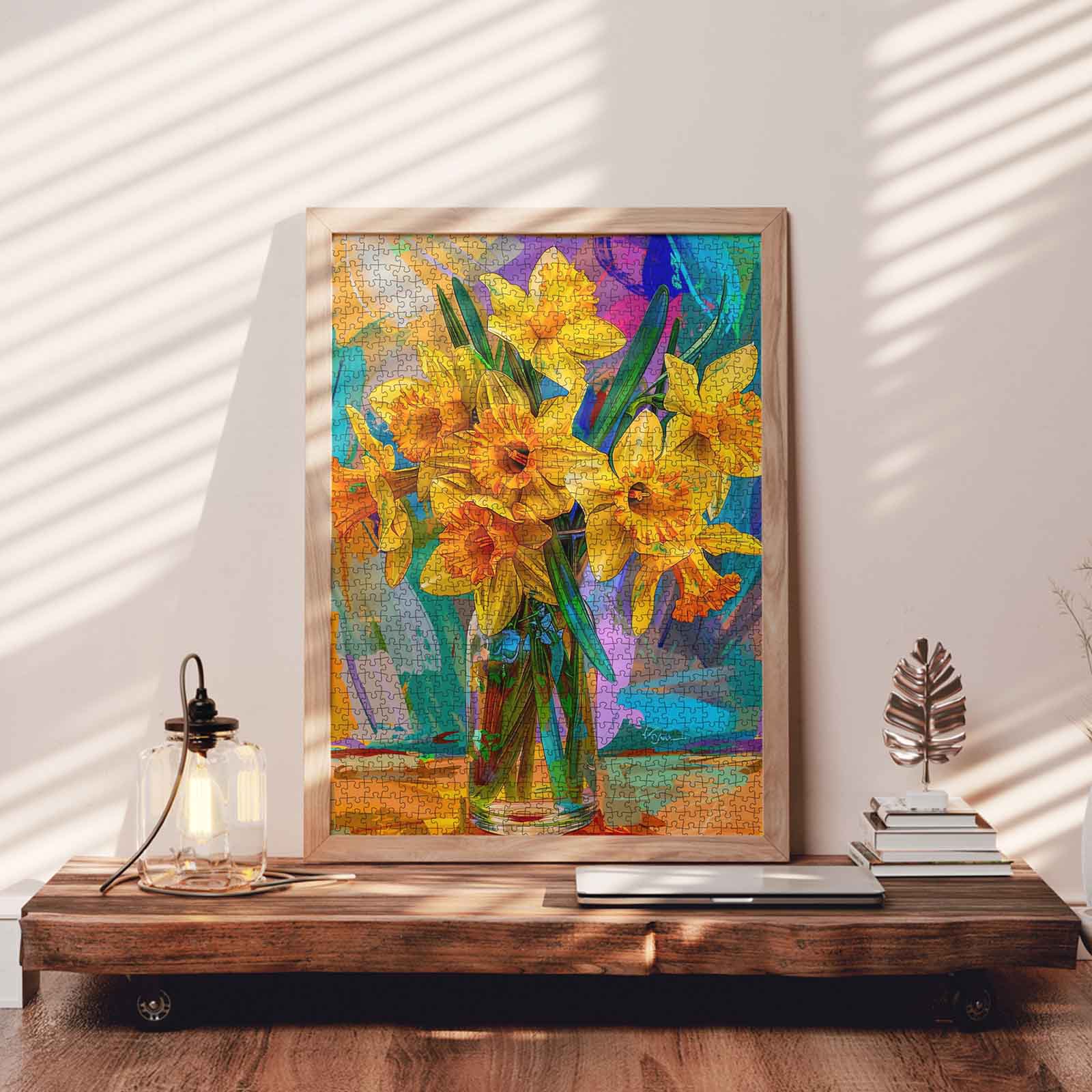 tucocoo-golden-daffodils-puzzle-1000-teile-narzissen-glasvase image 3