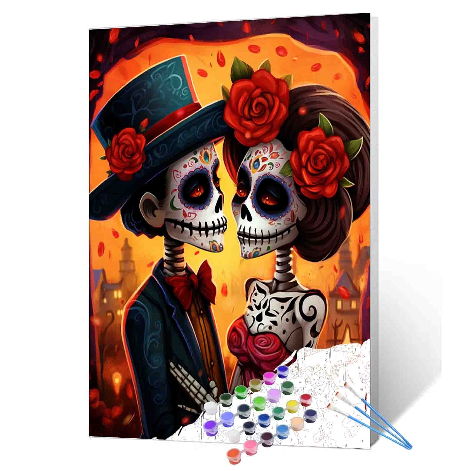 tucocoo-paint-by-numbers-eternal-love-sugar-skull-malen-nach-zahlen-40x50 image 1