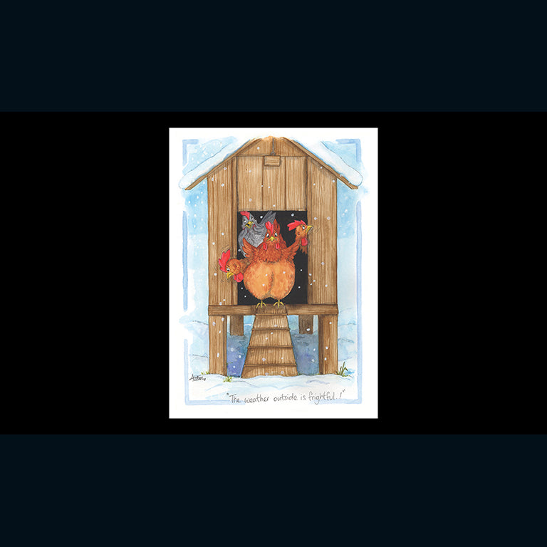 otter-house-alisons-animals-huhn-weihnachtskarte-schnee image 1