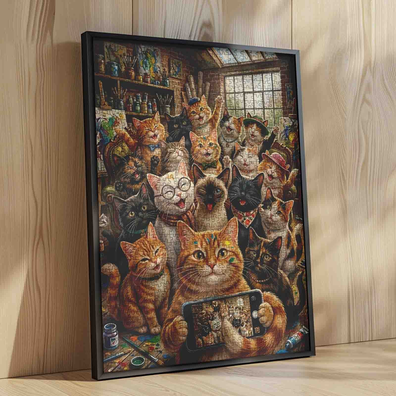 tucocoo-jigsaw-happy-cat-selfie-art-studio-puzzle-1000-teile image 4