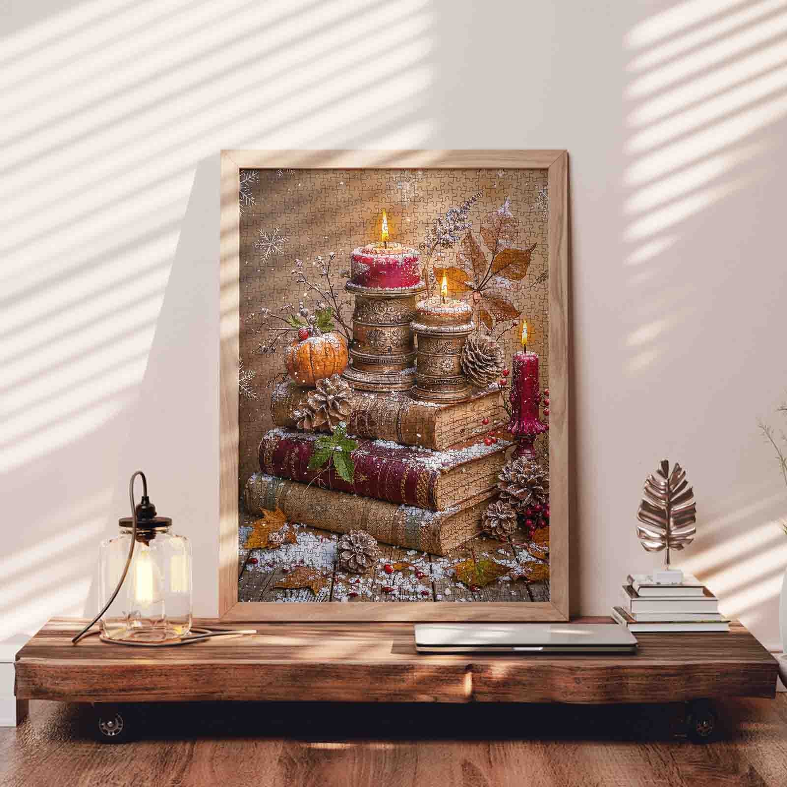 tucocoo-vintage-candlelight-winter-books-puzzle-1000-teile image 3