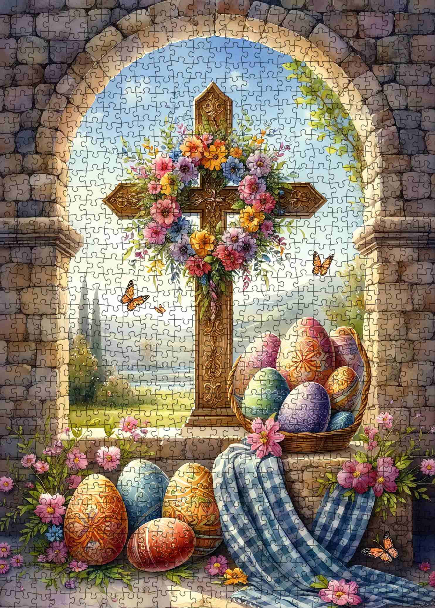 tucocoo-floral-cross-easter-blessing-puzzle-1000-teile-ostern image 2
