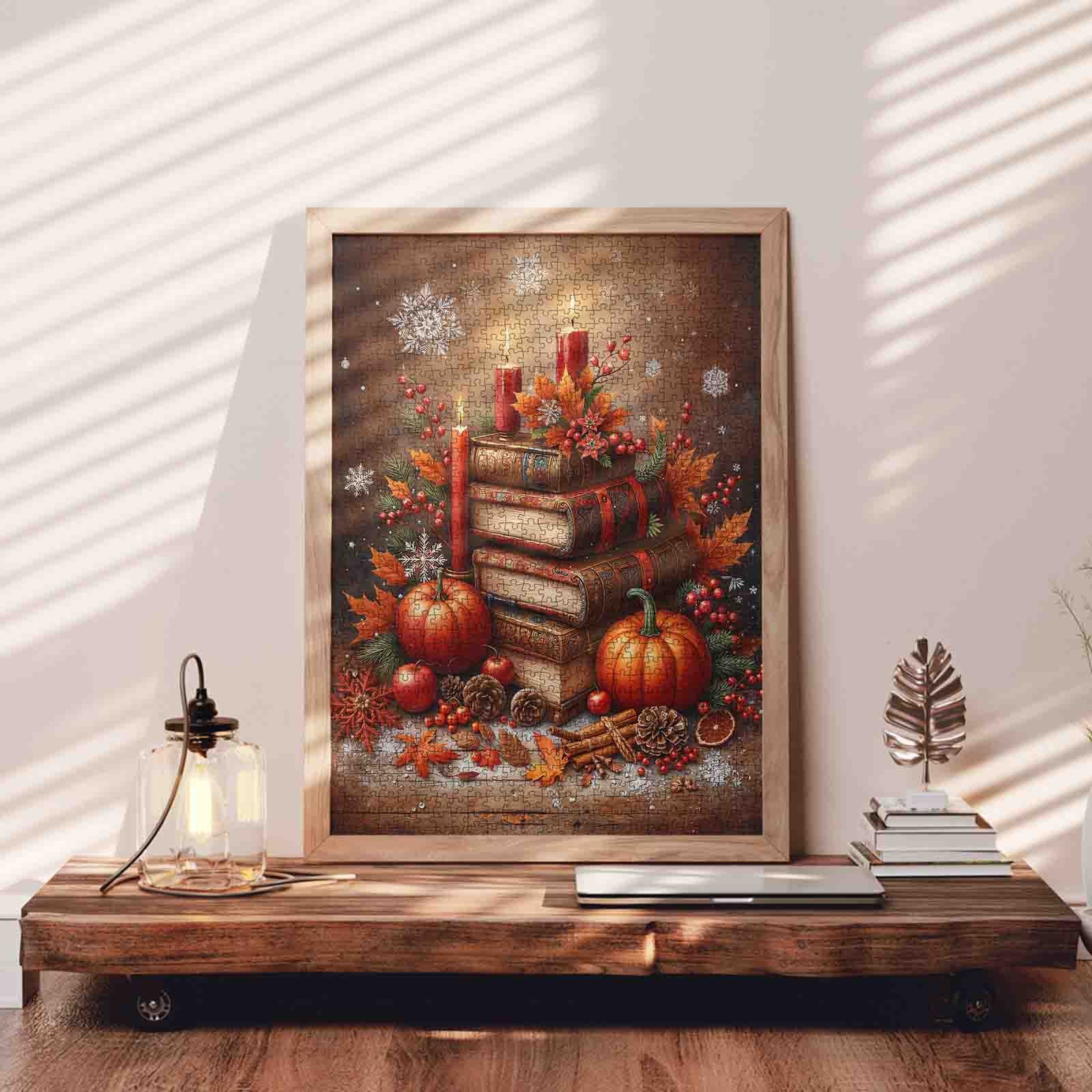 tucocoo-autumn-candle-pumpkin-book-stack-puzzle-1000teile-herbst image 3