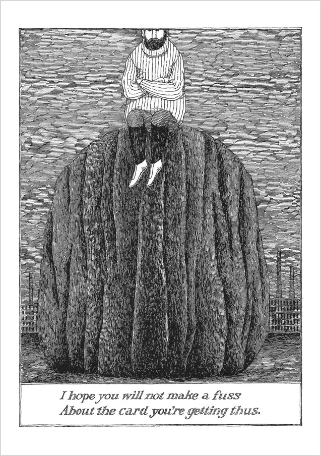 pomegranate-blank-notecards-gorey-not-make-a-fuss-klappkarte-einzel image 1