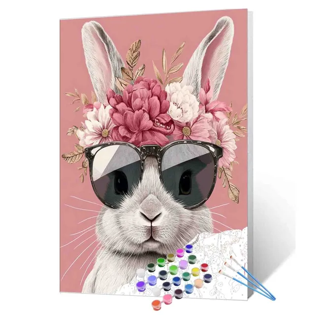 tucocoo-floral-cool-bunny-malen-nach-zahlen-ohne-rahmen-40x50-cm image 1