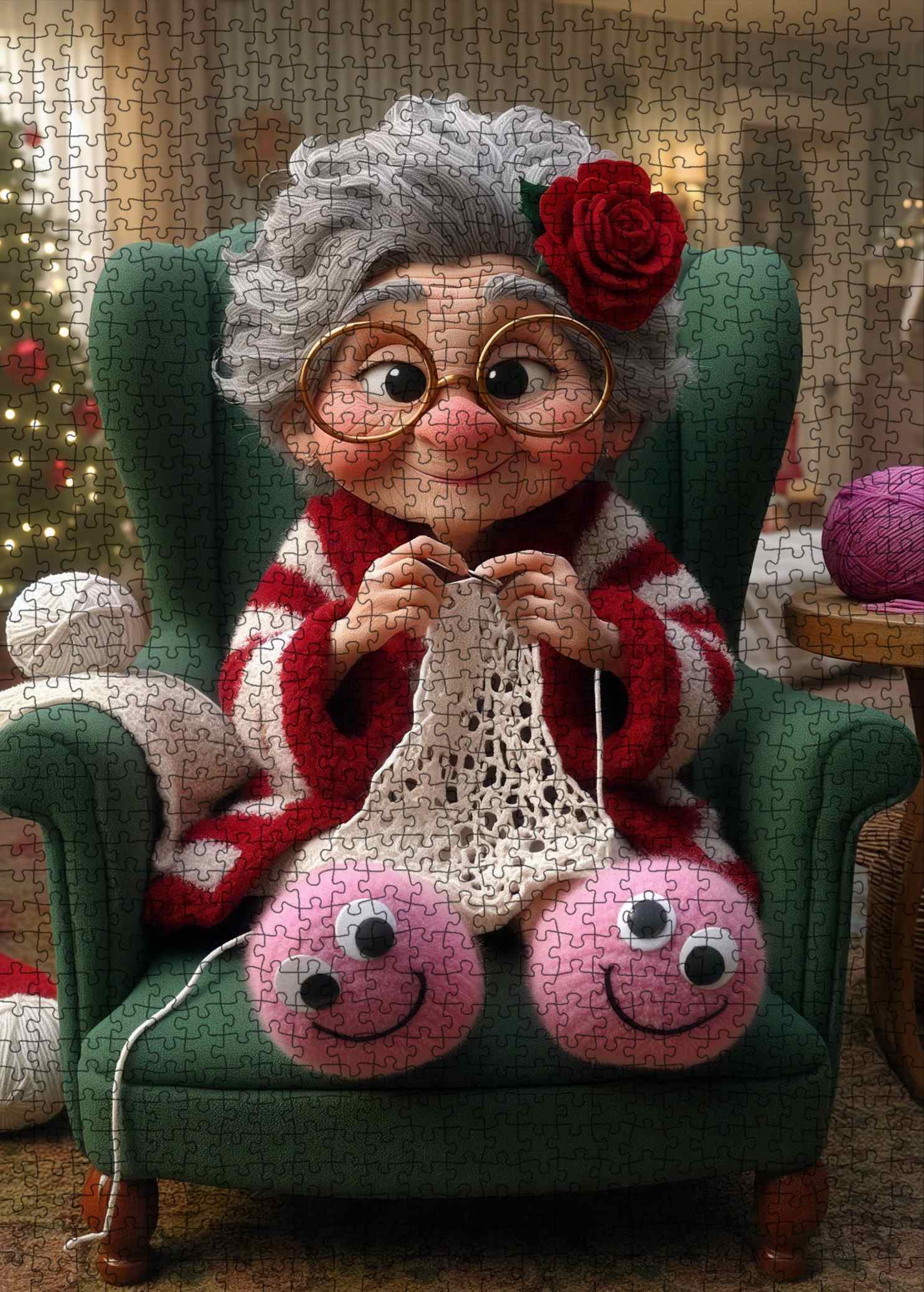 tucocoo-cozy-grandma-knitting-puzzle-1000-teile-weihnachten image 2
