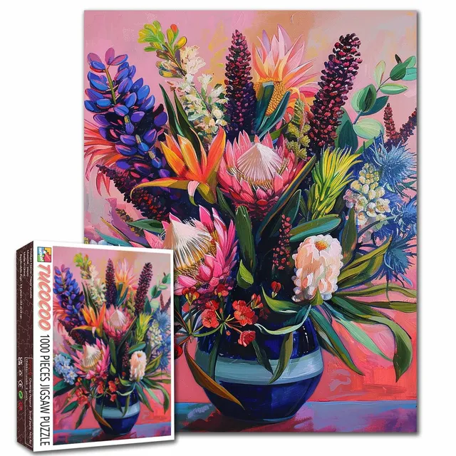 tucocoo-vibrant-bloom-blue-vase-puzzle-1000-teile-blumen image 1