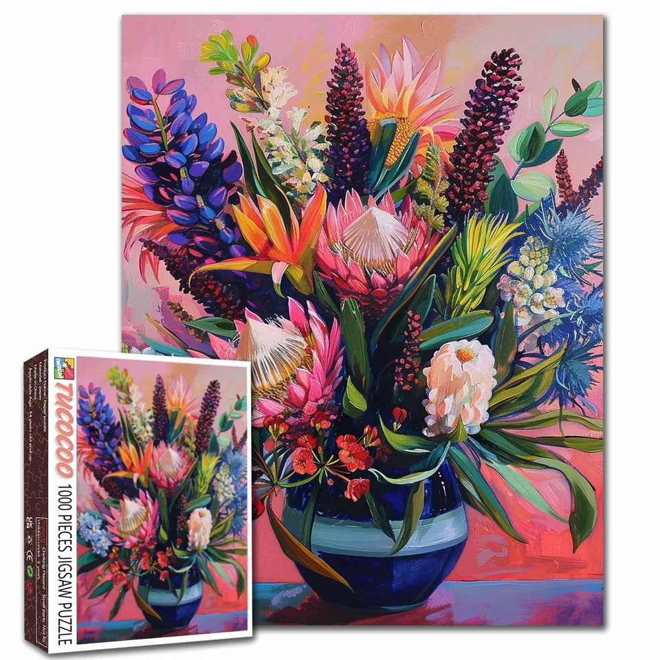 tucocoo-vibrant-bloom-blue-vase-puzzle-1000-teile-blumen image 1